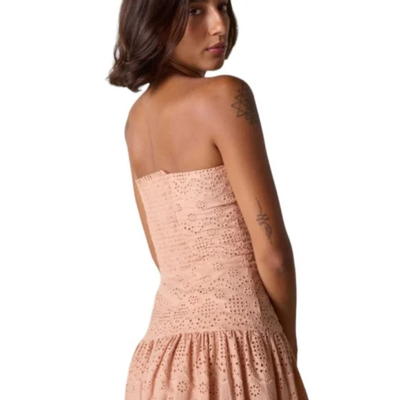 NWT St. Roche Benedict Dress in Tan Eyelet Convertible Straps Midi Dress - Picture 8 of 11